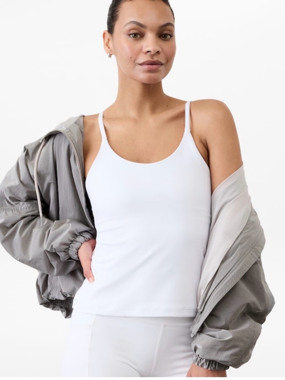 Athleta Transcend Scoop Built In Bra Tank White Medium NWT Yoga Activewear